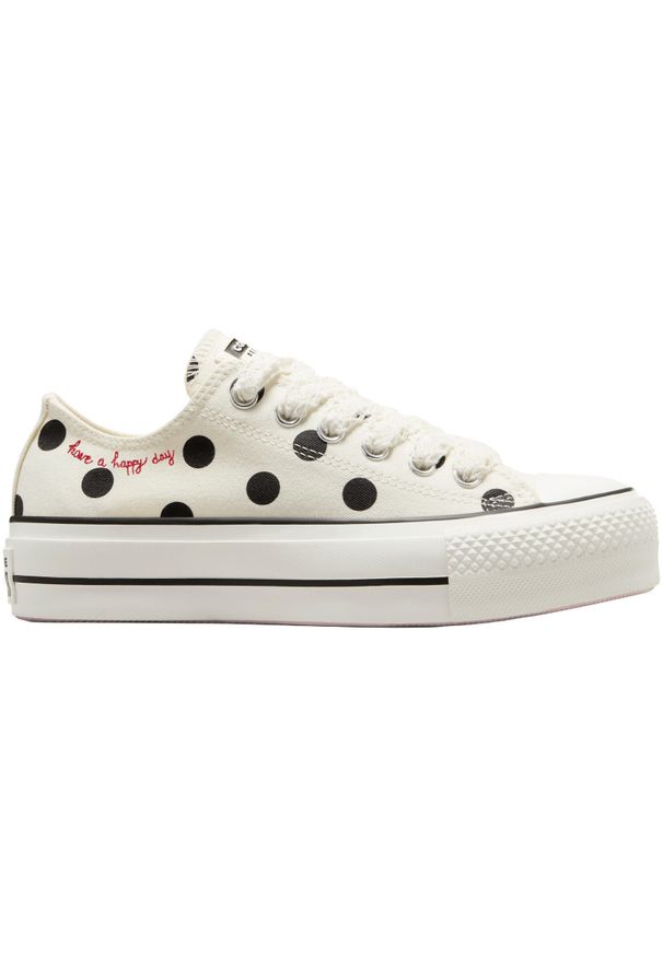 Buty sportowe Converse Chuck Taylor All Star Lift Platform Polka Dots. Kolor: beżowy. Materiał: materiał. Obcas: na platformie. Model: Converse All Star. Sport: skateboard
