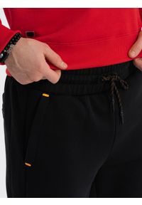 Ombre Clothing - Spodnie męskie dresowe z kontrastowymi przeszyciami - czarne V1 OM-PASK-0145 - XXL. Kolor: czarny. Materiał: dresówka #6