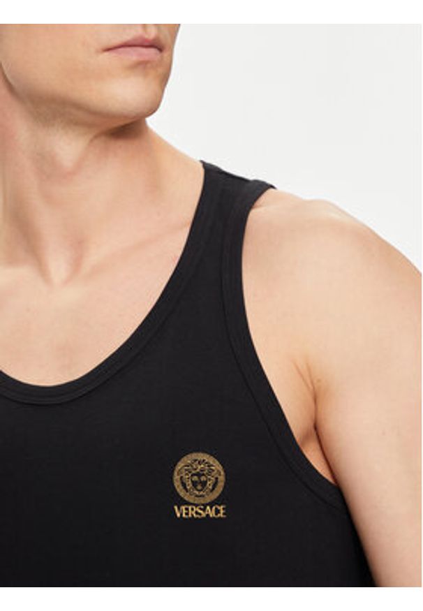 VERSACE - Versace Tank top Medusa AUU01012 Czarny Regular Fit. Kolor: czarny. Materiał: bawełna