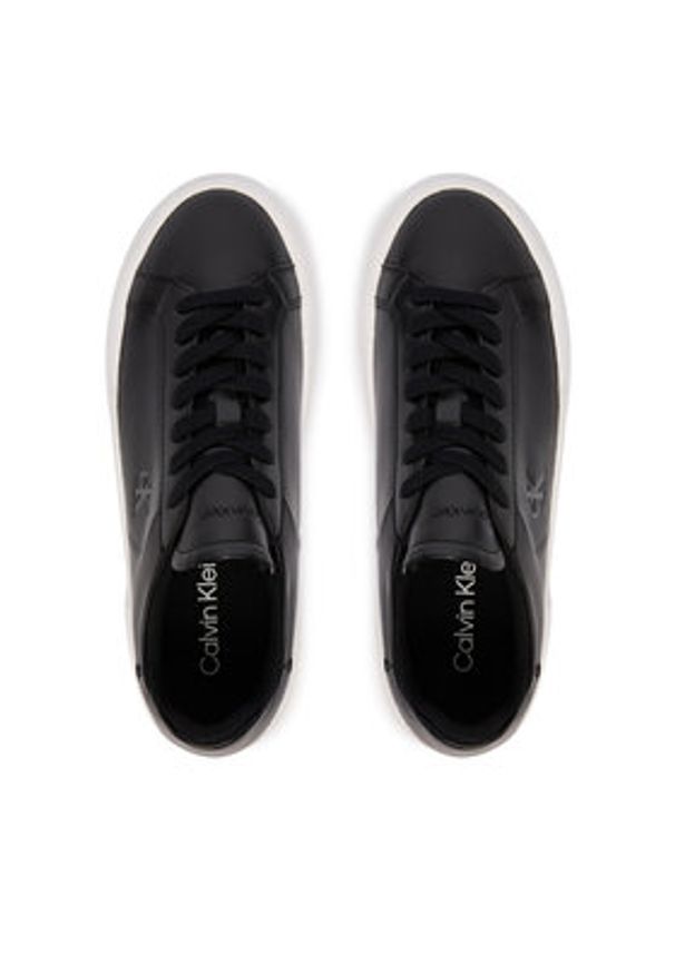 Calvin Klein Sneakersy Flatform Lace Up Lth YW0YW01928 Czarny. Kolor: czarny. Materiał: skóra