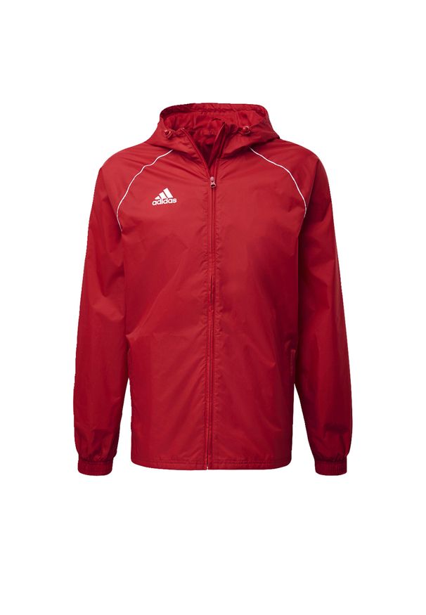 Kurtka treningowa przeciwdeszczowa męska Adidas Core 18. Kolor: biały, czerwony, wielokolorowy. Materiał: poliester. Sport: piłka nożna
