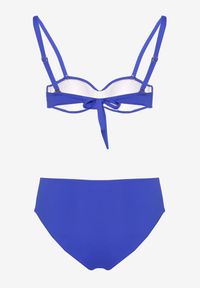 Born2be - Niebieskie Bikini Majtki Typu Figi i Biustonosz z Geometryczną Ozdobą Kinavia. Kolor: niebieski. Wzór: geometria, aplikacja #6