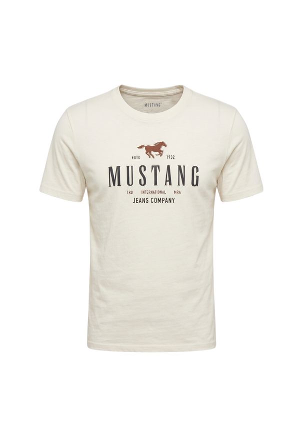 Męski T-Shirt Mustang Style Alex C Print Whisper White 1016683 2013. Wzór: nadruk