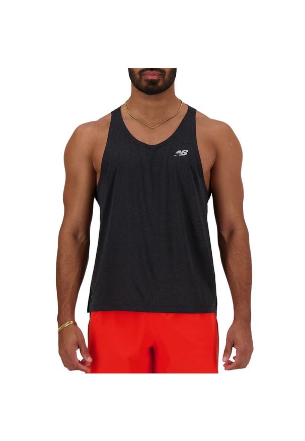 Koszulka New Balance MT41250BK - czarna. Kolor: czarny. Materiał: poliester. Sezon: lato. Sport: fitness