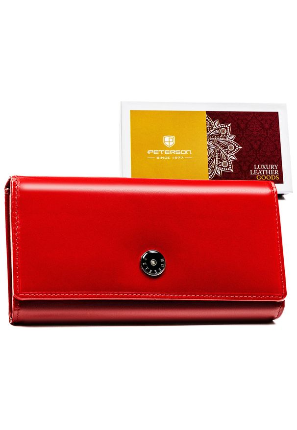 Modny portfel damski skórzany z przegródkami - Peterson. Materiał: skóra