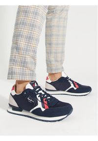 Pepe Jeans Sneakersy Brit Road M PMS40007 Granatowy. Kolor: niebieski