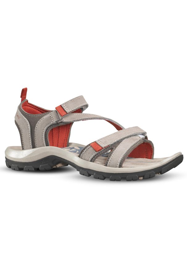 quechua - Sandały turystyczne damskie Quechua NH120. Zapięcie: klamry. Kolor: brązowy. Materiał: skóra, materiał. Sezon: lato