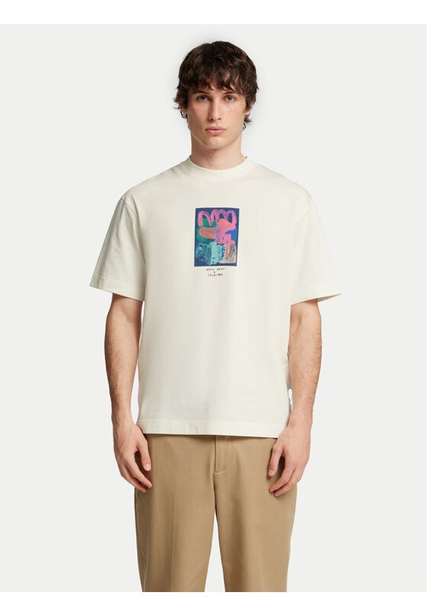 Selected Homme T-Shirt Will 16097225 Écru Relaxed Fit. Kolor: kremowy. Materiał: bawełna