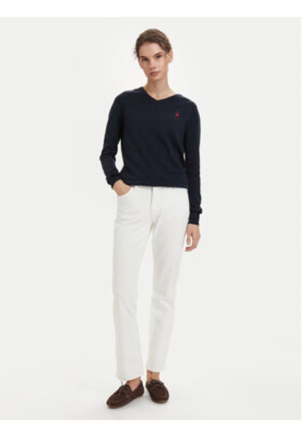 Beverly Hills Polo Club Sweter P-SS26W-M536563 Granatowy Regular Fit. Typ kołnierza: polo. Kolor: niebieski. Materiał: bawełna