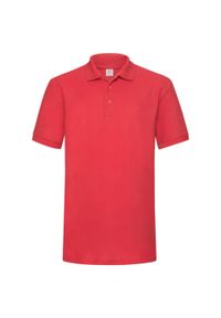 FRUIT OF THE LOOM - Męska Koszulka Polo O Wysokiej Gramaturze. Typ kołnierza: polo. Kolor: czerwony