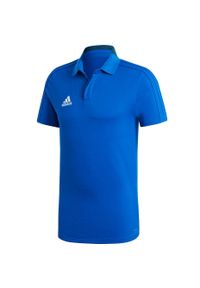 Adidas - Koszulka polo piłkarska męska adidas Condivo 18 Cotton Polo. Typ kołnierza: polo. Kolor: niebieski. Sport: piłka nożna