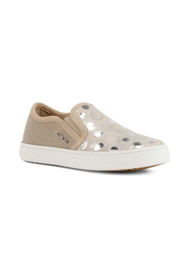 Geox buty dziecięce kolor srebrny. Nosek buta: okrągły. Kolor: srebrny. Materiał: skóra