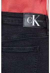 Calvin Klein Jeans szorty jeansowe damskie kolor czarny gładkie medium waist. Kolor: czarny. Materiał: bawełna, denim. Wzór: gładki #3