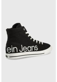 Calvin Klein Jeans trampki męskie kolor czarny. Nosek buta: okrągły. Zapięcie: sznurówki. Kolor: czarny. Materiał: guma. Szerokość cholewki: normalna