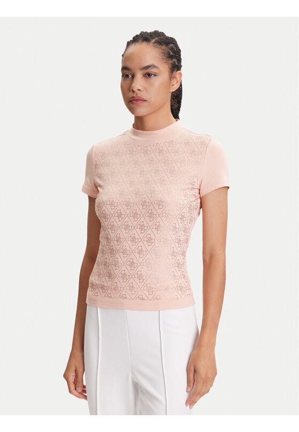 Guess T-Shirt W4BI26 J1314 Różowy Regular Fit. Kolor: różowy. Materiał: bawełna