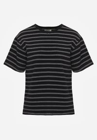 Born2be - Czarny Bawełniany T-shirt w Poziome Paski Rive. Okazja: do pracy, na co dzień. Kolor: czarny. Materiał: bawełna. Długość: krótkie. Wzór: paski. Styl: klasyczny, casual #6