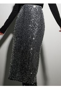 Sinsay - Spódnica ołówkowa z połyskującymi cekinami - srebrny. Kolor: srebrny #1