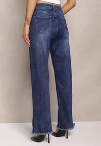 Renee - Niebieskie Szerokie Jeansy z Postrzępionymi Nogawkami Orimske. Kolor: niebieski #4