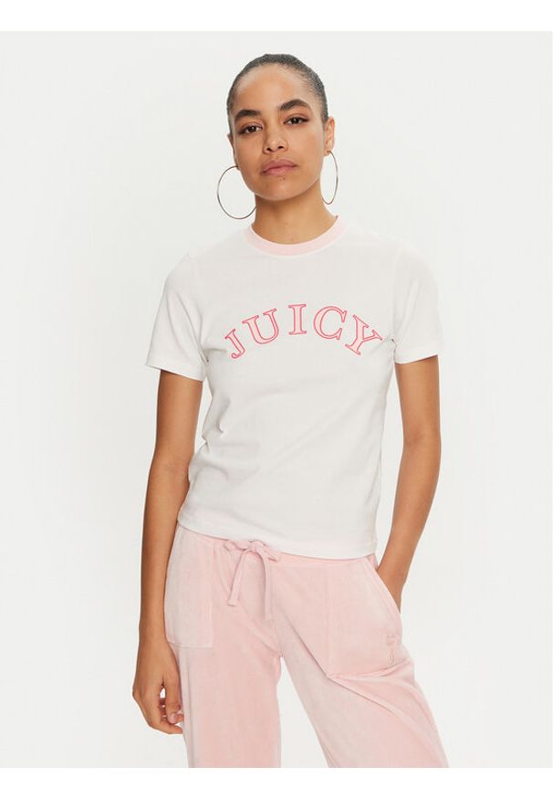 Juicy Couture T-Shirt College Gf JCSCT224414 Biały Regular Fit. Kolor: biały. Materiał: bawełna