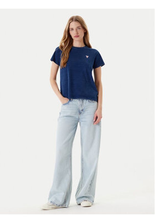 Guess Jeans T-Shirt W5YI22 KCTL1 Granatowy Regular Fit. Kolor: niebieski. Materiał: bawełna