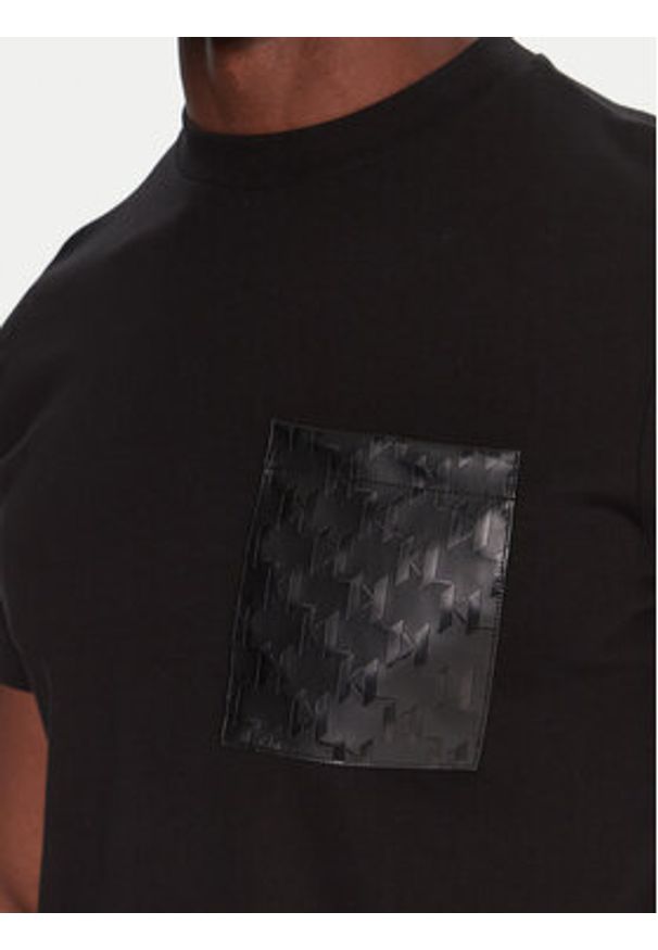 Karl Lagerfeld - KARL LAGERFELD T-Shirt 755047 554225 Czarny Regular Fit. Typ kołnierza: dekolt w karo. Kolor: czarny. Materiał: bawełna