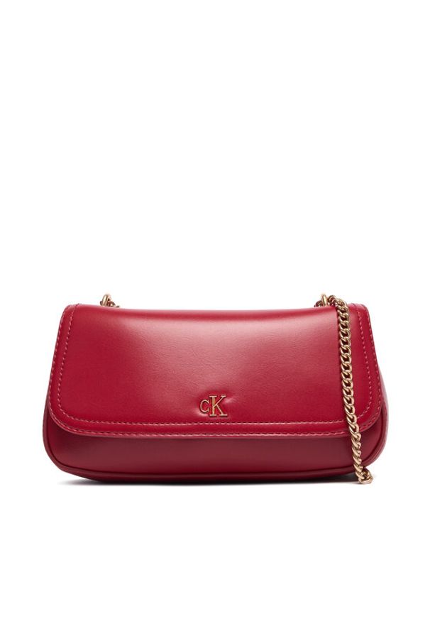 Calvin Klein Torebka Ck Convertible Chain Small Bag LV04F3172G Bordowy. Kolor: czerwony. Materiał: skórzane