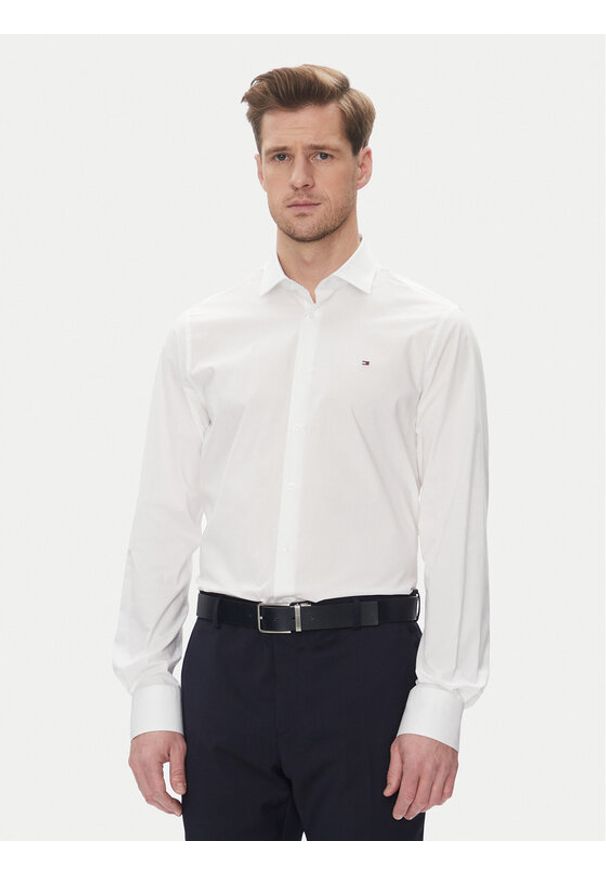 TOMMY HILFIGER - Tommy Hilfiger Koszula MW0MW39279 Biały Slim Fit. Kolor: biały. Materiał: bawełna