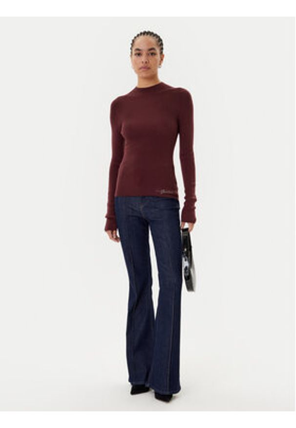 Guess Golf W5BR15 Z3OW2 Bordowy Slim Fit. Typ kołnierza: golf. Kolor: czerwony. Materiał: syntetyk