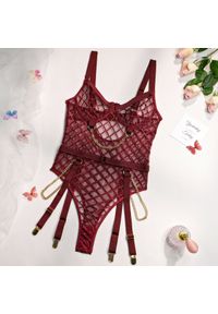 Intica - Body damskie z geometrycznym wzorem na ramiączkach Zoe. Kolor: czerwony. Materiał: materiał. Długość: krótkie. Wzór: geometria #1