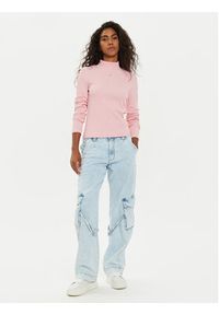 Tommy Jeans Bluzka Tjw Essential Mock Neck DW0DW19830 Różowy Slim Fit. Kolor: różowy. Materiał: bawełna #5