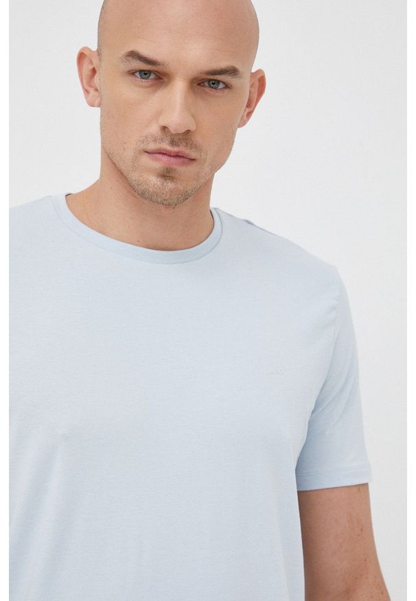 Liu Jo t-shirt męski gładki. Kolor: niebieski. Materiał: dzianina. Wzór: gładki