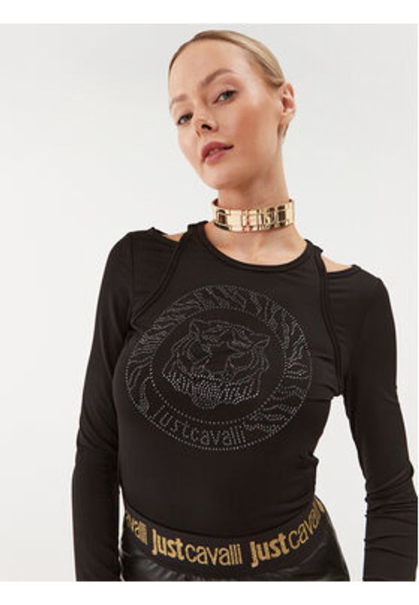 Just Cavalli Bluzka 75PAH6A1 Czarny Regular Fit. Kolor: czarny. Materiał: wiskoza