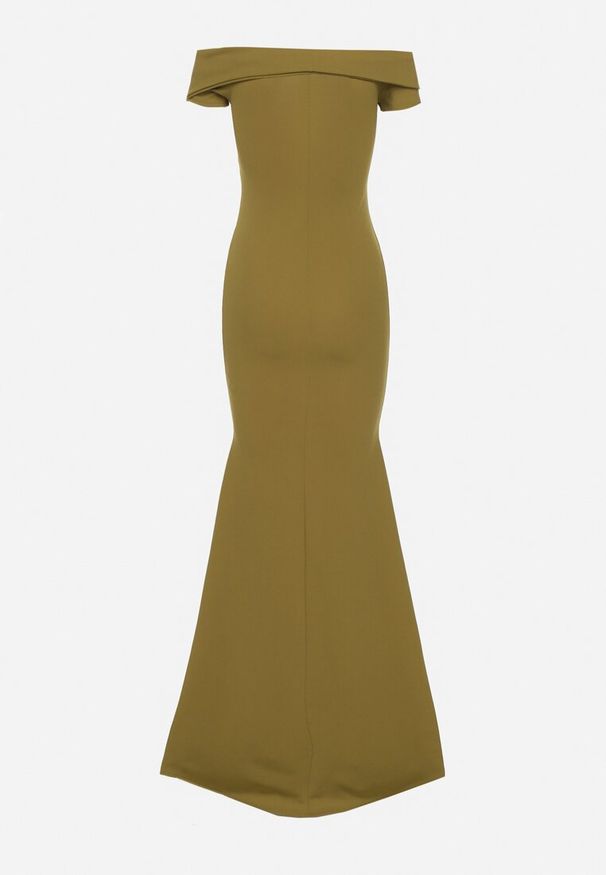 Born2be - Jasnozielona Koktajlowa Sukienka z Hiszpańskim Dekoltem Erpollia. Okazja: na imprezę. Kolor: zielony. Styl: wizytowy