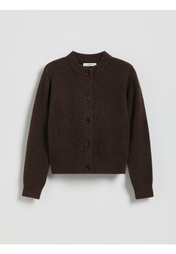 Reserved - Kardigan z domieszką wełny - brązowy. Kolor: brązowy. Materiał: wełna