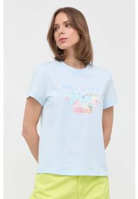 Miss Sixty t-shirt damski kolor niebieski. Kolor: niebieski. Materiał: dzianina. Styl: klasyczny #1