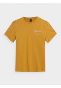 outhorn - T-shirt z nadrukiem męski - żółty. Okazja: na co dzień. Kolor: żółty. Materiał: dzianina, materiał, bawełna. Wzór: nadruk. Styl: casual #5