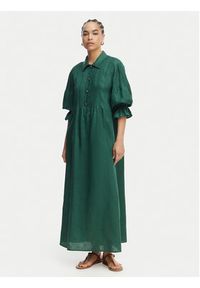 Luisa Spagnoli Sukienka koszulowa Pasotto 543083 Zielony ciemny Regular Fit. Kolor: zielony. Materiał: len. Typ sukienki: koszulowe #5