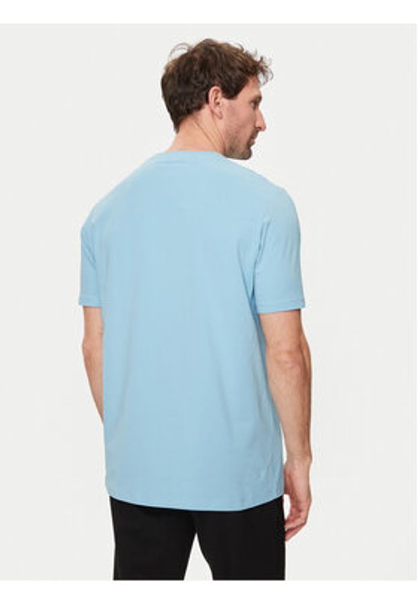 Karl Lagerfeld - KARL LAGERFELD T-Shirt 755027 542221 Błękitny Regular Fit. Typ kołnierza: dekolt w karo. Kolor: niebieski. Materiał: bawełna