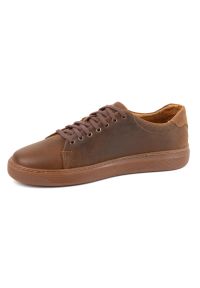 Polbut - Buty męskie skórzane sneakersy POLBUT 2127 camel brązowe. Kolor: brązowy. Materiał: skóra #5