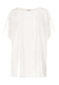 Born2be - Biała Bluzka Agametrius. Kolekcja: plus size. Kolor: biały. Materiał: dzianina. Długość rękawa: krótki rękaw. Długość: krótkie. Wzór: haft. Sezon: lato. Styl: boho #3