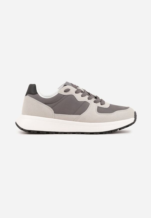 Born2be - Szare Buty Sportowe Sneakersy na Grubej Podeszwie Nerola. Okazja: na spacer, na co dzień. Kolor: szary. Materiał: jeans. Sport: turystyka piesza