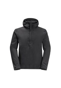 Kurtka przeciwdeszczowa męska Jack Wolfskin Mainkai. Kolor: czarny. Sport: turystyka piesza