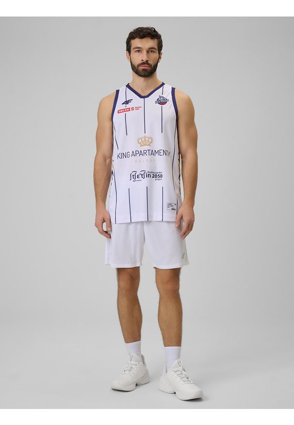 4f - 4F Koszulka meczowa replika domowa z sezonu 2025/26 męska 4F x King Szczecin - biała S. Kolor: biały. Materiał: materiał. Wzór: nadruk. Sport: fitness, koszykówka