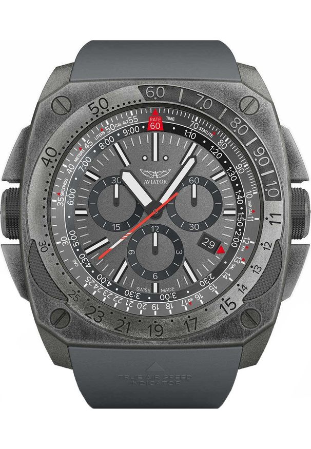 AVIATOR - Zegarek Aviator Zegarek męski Aviator M.2.30.7.221.6 szary. Kolor: szary