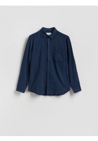 Reserved - Koszula regular fit z lnem - granatowy. Kolor: niebieski. Materiał: len #1