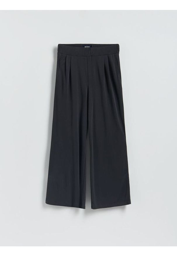 Reserved - Spodnie wide leg - granatowy. Kolor: niebieski
