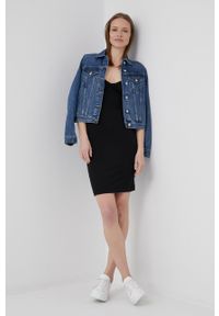 Calvin Klein Jeans sukienka J20J218402.PPYY kolor czarny mini dopasowana. Kolor: czarny. Długość rękawa: na ramiączkach. Wzór: aplikacja. Typ sukienki: dopasowane. Długość: mini #3