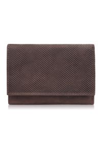 PAOLO PERUZZI - Portfel damski skórzany we wzory geometryczne mały vintage brązowy RFID Paolo Peruzzi T-112-HBR. Kolor: brązowy. Materiał: skóra. Wzór: geometria #1