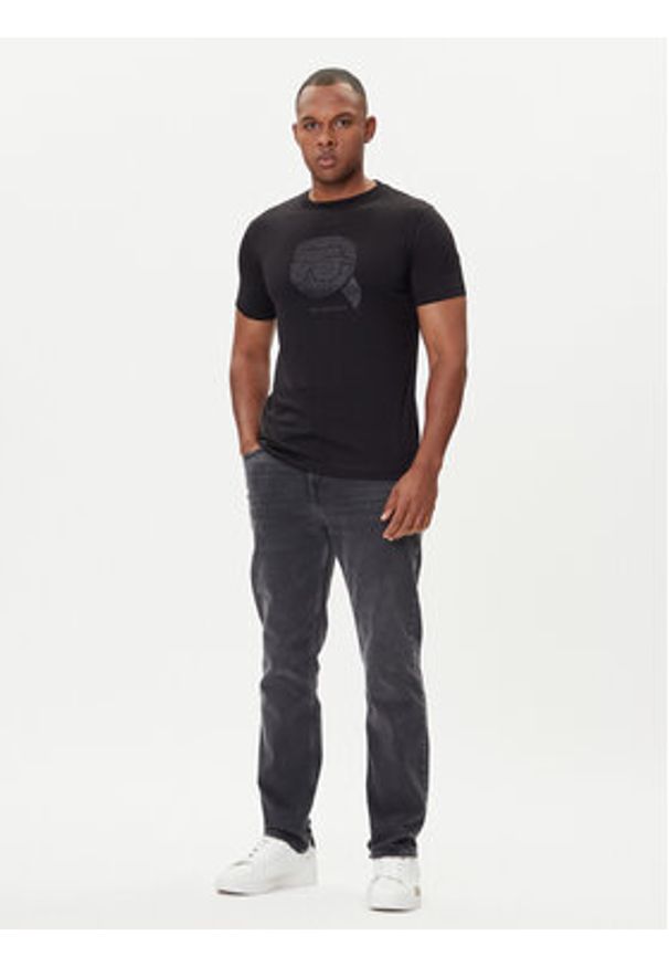 Karl Lagerfeld - KARL LAGERFELD T-Shirt 755066 554242 Czarny Regular Fit. Typ kołnierza: dekolt w karo. Kolor: czarny. Materiał: bawełna
