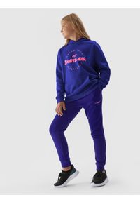 4F JUNIOR - Spodnie dresowe joggery dziewczęce. Kolor: niebieski. Materiał: dresówka. Długość: długie #1